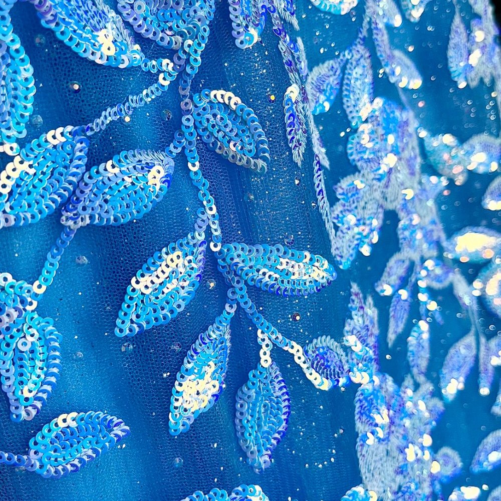 AMARRA 87317 Floral Sequin Prom Gown - BRAND NEW (Blue/White) - Picture 8 of 8
